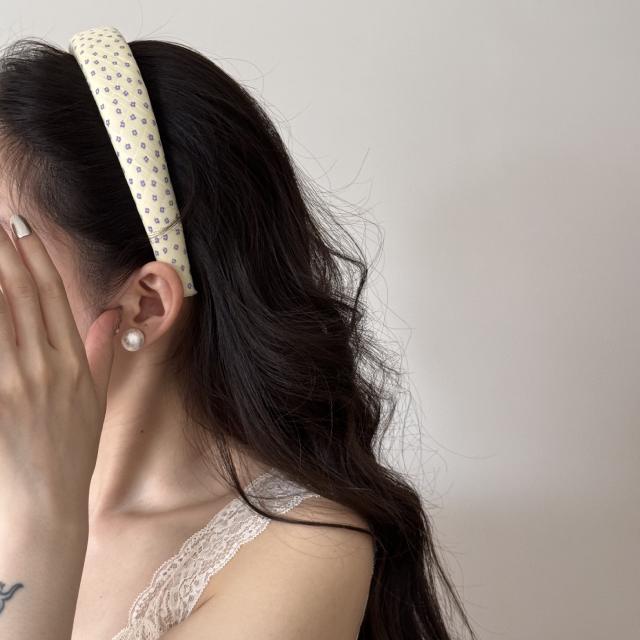 Korean-Style Simple Polka Dot Scrunchie Elegant Pleated Fabric Hair Tie new Ponytail Hairband