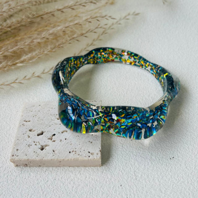 Dopamine Resin Versatile Sequin Multi-Color Women's Bracelet Irregular Geometric Wristband Jewelry