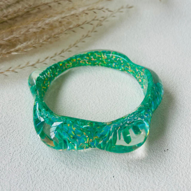 Dopamine Resin Versatile Sequin Multi-Color Women's Bracelet Irregular Geometric Wristband Jewelry
