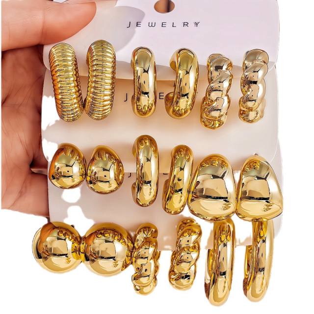 Fashionable Tassel Simple Creative Personality C-Shaped Water Drop Stud Earrings set