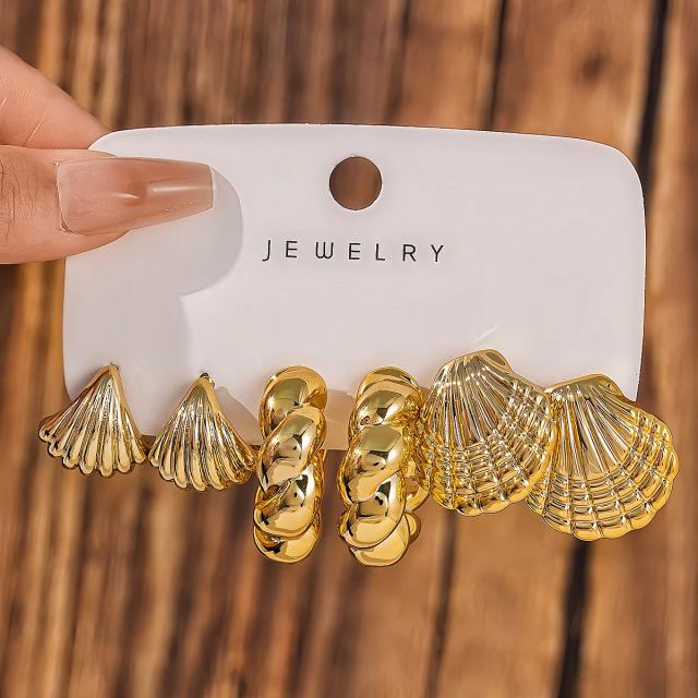 Fashionable Tassel Simple Creative Personality C-Shaped Water Drop Stud Earrings set