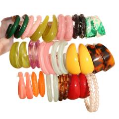 Colorful Resin Earring Set 18 Pairs of Multi-Style C-Shaped Earrings arcylic earrings set