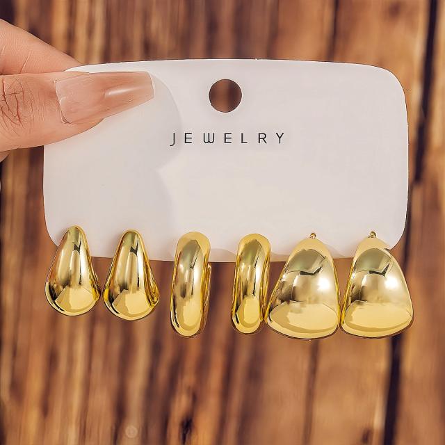 Fashionable Tassel Simple Creative Personality C-Shaped Water Drop Stud Earrings set