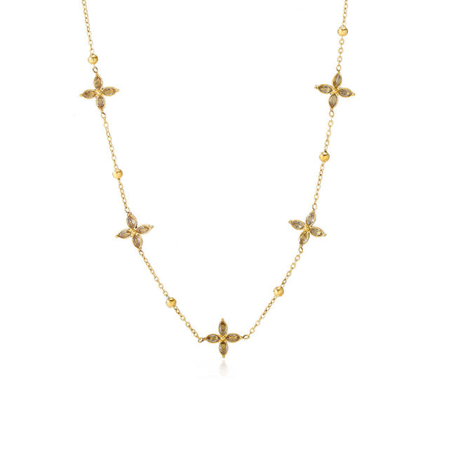 18KG dainty necklace diamond heart flower moon star stainless steel necklace