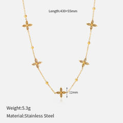 18KG dainty necklace diamond heart flower moon star stainless steel necklace