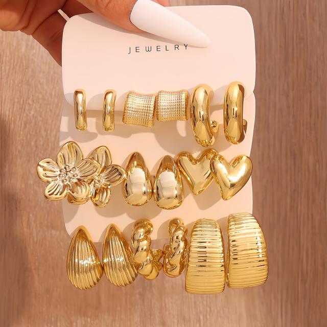 Fashionable Tassel Simple Creative Personality C-Shaped Water Drop Stud Earrings set
