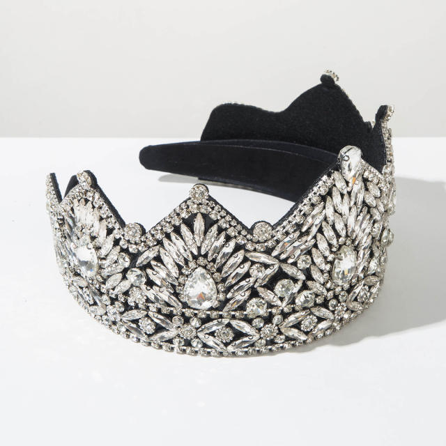 Vintage Baroque-Style Headband with Rhinestone-Encrusted Crown