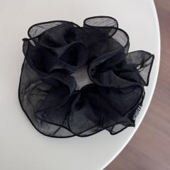 Black-organza hair tie