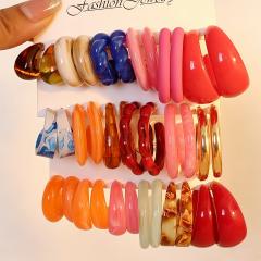 Colorful Resin Earring Set 18 Pairs of Multi-Style C-Shaped Earrings arcylic earrings set