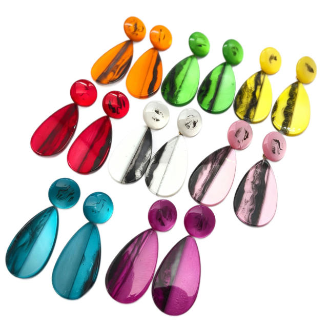 Candy-Colored Water Drop Acrylic Earrings for Women Fashionable Stainless Steel Earrings