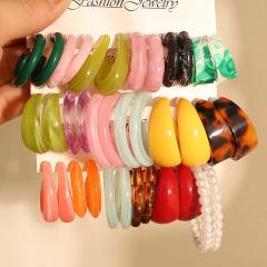 Colorful Resin Earring Set 18 Pairs of Multi-Style C-Shaped Earrings arcylic earrings set