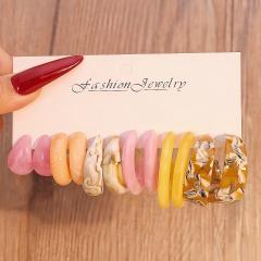 Two-Tone Resin Material C-Shaped Exaggerated Non-Contrasting Earring Set