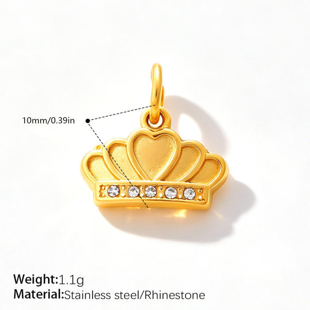 Sweet Girly Style Crown Heart Skirt Multi-Shaped Pendant Stainless Steel 18K Gold-Plated DIY Accessories