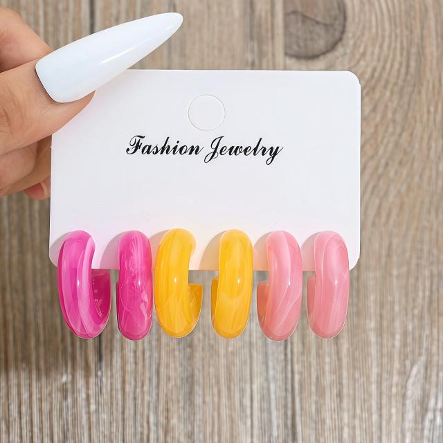 Hollow Hoop Earring Set Trendy Versatile Exaggerated acrylic Earrings for Women Wholesale