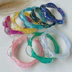 Dopamine Resin Versatile Sequin Multi-Color Women's Bracelet Irregular Geometric Wristband Jewelry