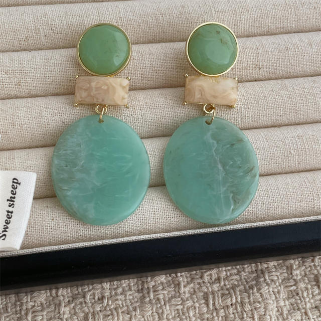 Resin Candy Color Geometric Round Earrings Personalized acrylic round earrings