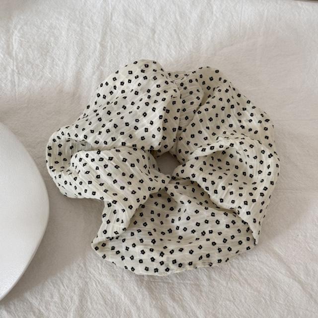 Korean-Style Simple Polka Dot Scrunchie Elegant Pleated Fabric Hair Tie new Ponytail Hairband