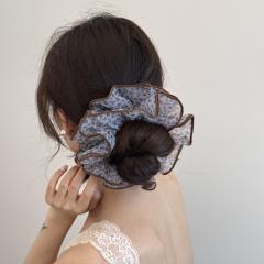 Korean fashion dark color two layer scrunchies big size hair ties