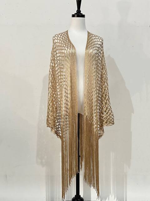 Hot-Selling Gold Silver Tassel Women's Fashion Hollow-Out Long Bikini Cover-Up