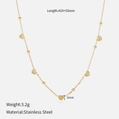 18KG dainty necklace diamond heart flower moon star stainless steel necklace