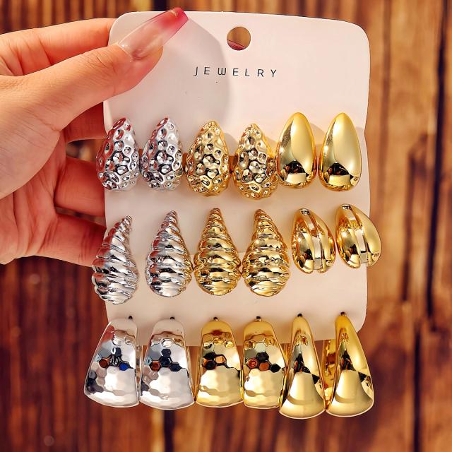 Fashionable Tassel Simple Creative Personality C-Shaped Water Drop Stud Earrings set