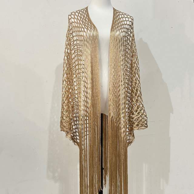 Hot-Selling Gold Silver Tassel Women's Fashion Hollow-Out Long Bikini Cover-Up
