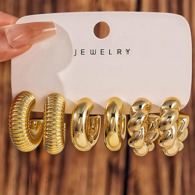 Fashionable Tassel Simple Creative Personality C-Shaped Water Drop Stud Earrings set