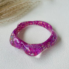 Dopamine Resin Versatile Sequin Multi-Color Women's Bracelet Irregular Geometric Wristband Jewelry