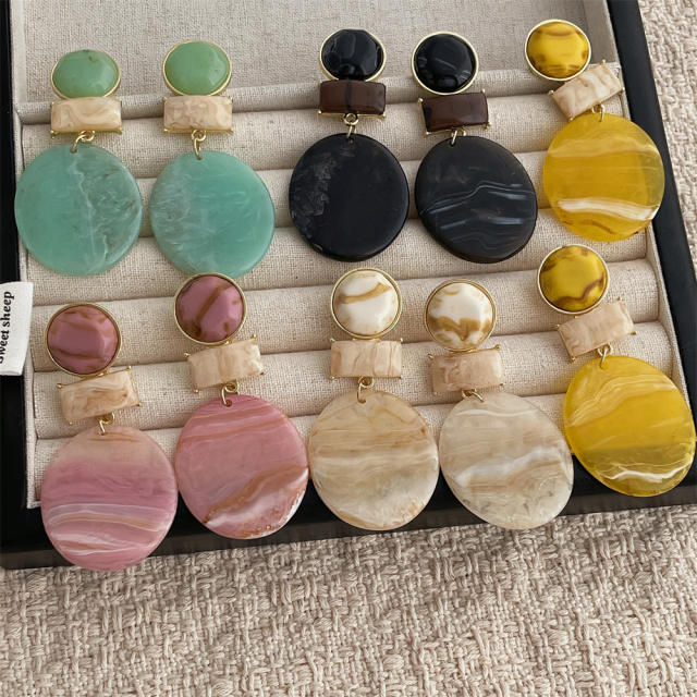 Resin Candy Color Geometric Round Earrings Personalized acrylic round earrings