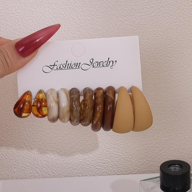 New Fashion Jewelry Stylish Unique Multi-Color Resin C Earring Set for Women