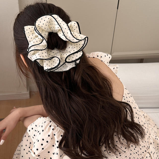 Korean style wave dot multi-layer large scrunchies