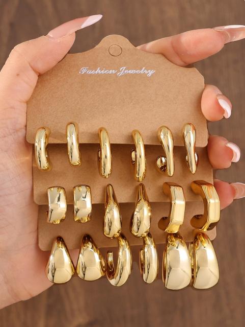 Fashionable Tassel Simple Creative Personality C-Shaped Water Drop Stud Earrings set