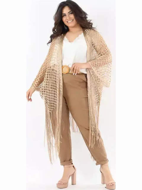 Hot-Selling Gold Silver Tassel Women's Fashion Hollow-Out Long Bikini Cover-Up