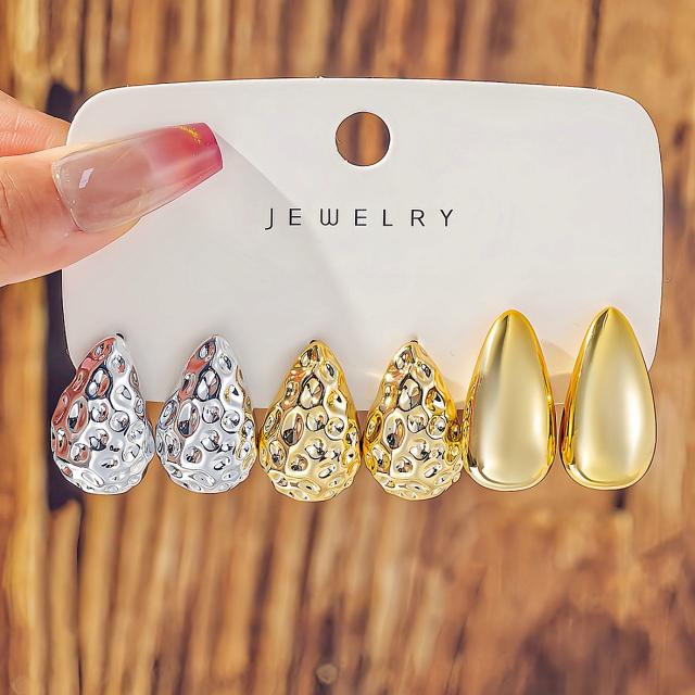 Fashionable Tassel Simple Creative Personality C-Shaped Water Drop Stud Earrings set