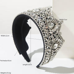 Vintage Baroque-Style Headband with Rhinestone-Encrusted Crown