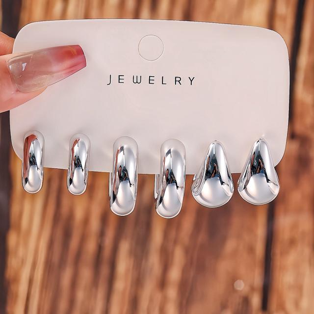 Fashionable Tassel Simple Creative Personality C-Shaped Water Drop Stud Earrings set