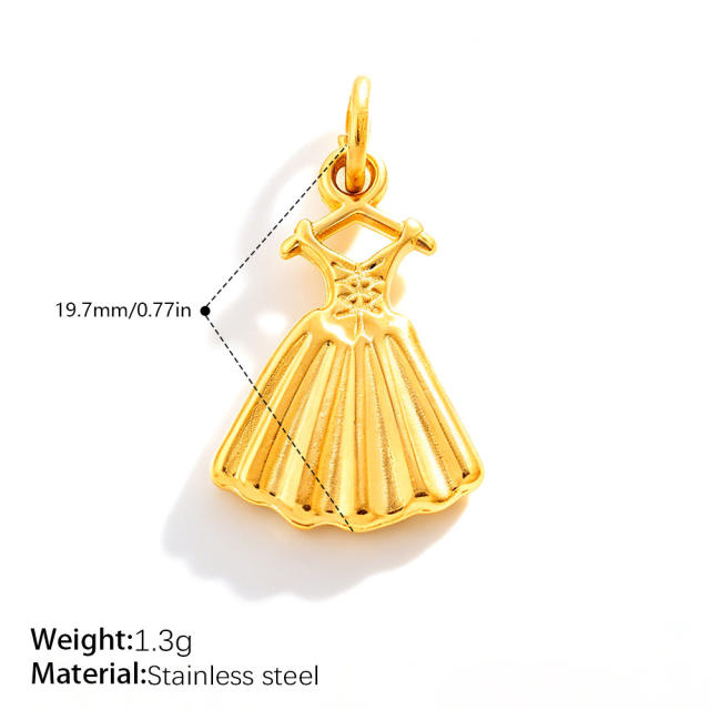 Sweet Girly Style Crown Heart Skirt Multi-Shaped Pendant Stainless Steel 18K Gold-Plated DIY Accessories