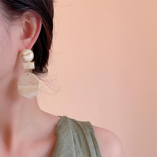 Resin Candy Color Geometric Round Earrings Personalized acrylic round earrings