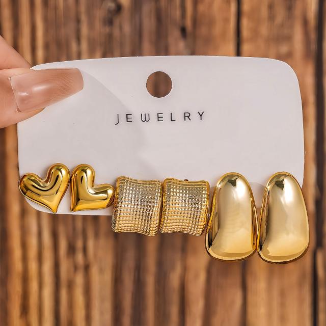 Fashionable Tassel Simple Creative Personality C-Shaped Water Drop Stud Earrings set