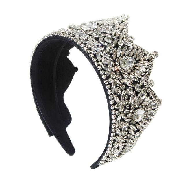 Vintage Baroque-Style Headband with Rhinestone-Encrusted Crown