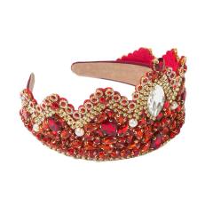 Baroque-Style Headband with Full Diamond Crown Heavy-Duty Pearl-Embellished Headband