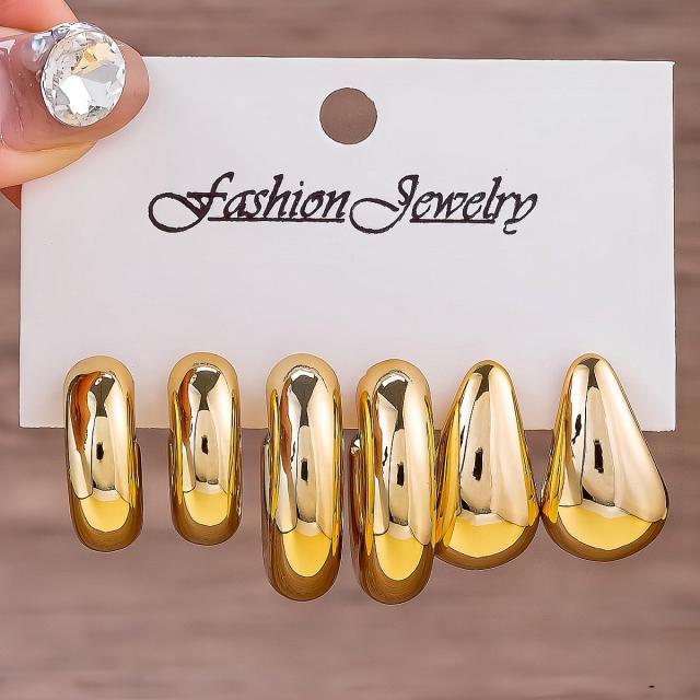 Fashionable Tassel Simple Creative Personality C-Shaped Water Drop Stud Earrings set