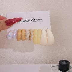 New Fashion Jewelry Stylish Unique Multi-Color Resin C Earring Set for Women