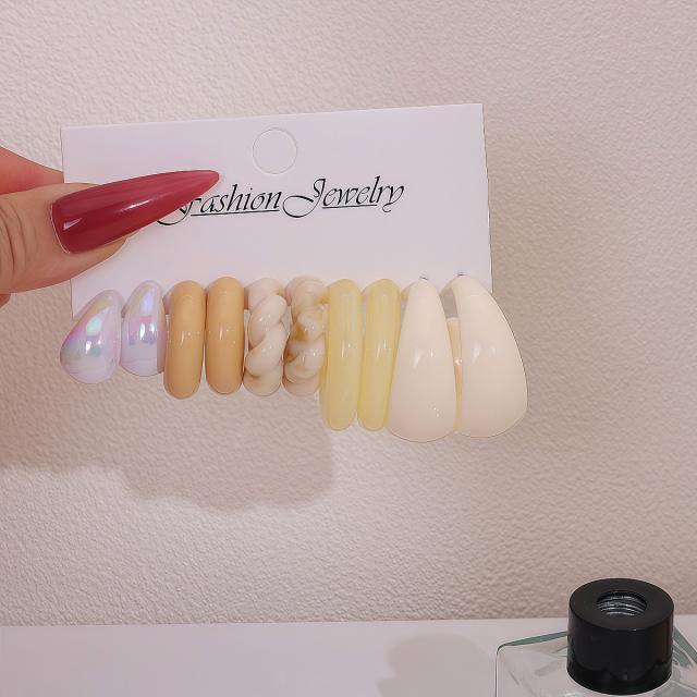 New Fashion Jewelry Stylish Unique Multi-Color Resin C Earring Set for Women