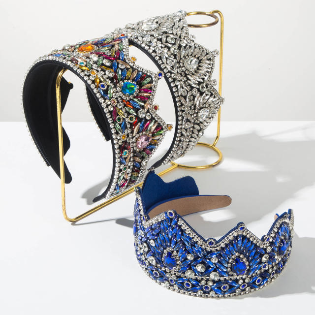 Vintage Baroque-Style Headband with Rhinestone-Encrusted Crown