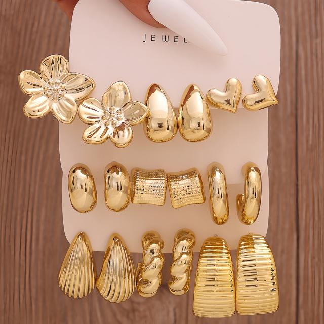 Fashionable Tassel Simple Creative Personality C-Shaped Water Drop Stud Earrings set