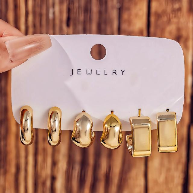 Fashionable Tassel Simple Creative Personality C-Shaped Water Drop Stud Earrings set