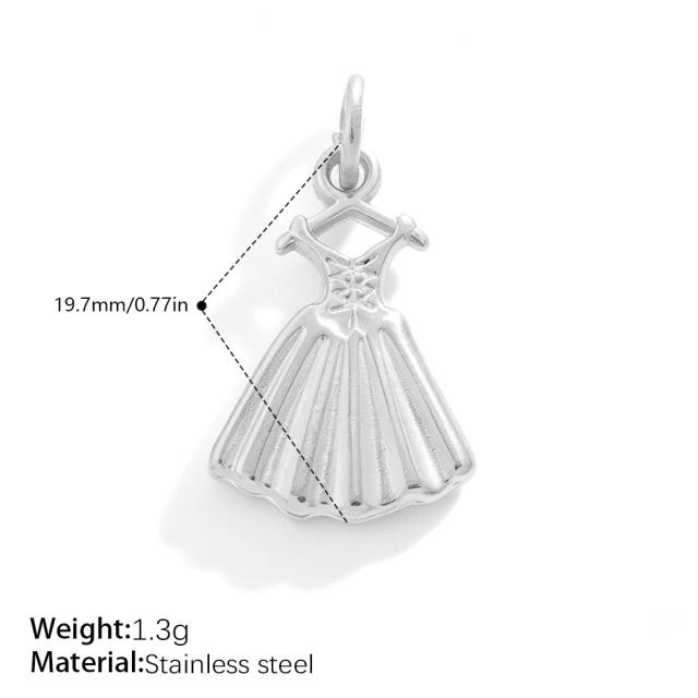 Sweet Girly Style Crown Heart Skirt Multi-Shaped Pendant Stainless Steel 18K Gold-Plated DIY Accessories