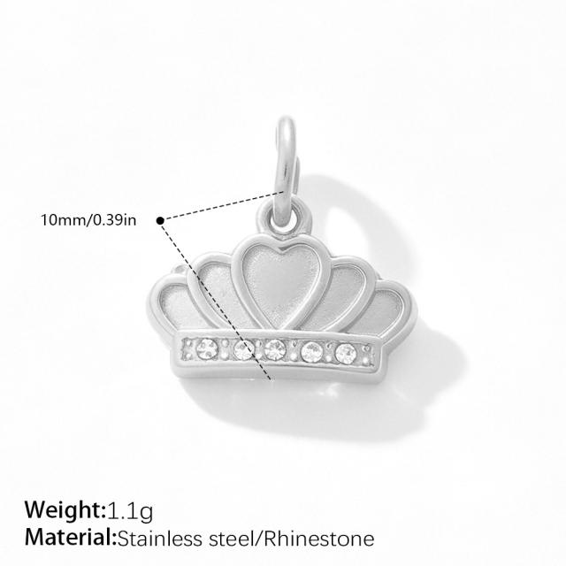 Sweet Girly Style Crown Heart Skirt Multi-Shaped Pendant Stainless Steel 18K Gold-Plated DIY Accessories