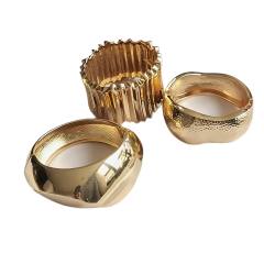 Ins-Style Metal Wide Alloy Irregular Hammered Texture Spring Open Bracelet